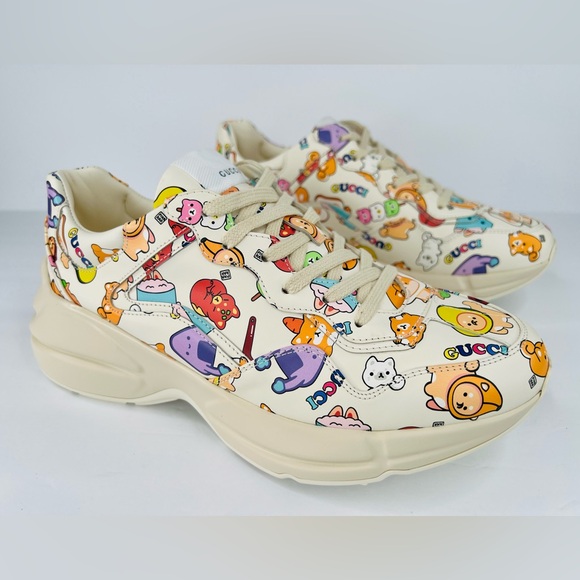 GUCCI Rhyton Love Parade Anime Zoo Animal Logo Women Sneakers Size EU 40.5 - Picture 3 of 13